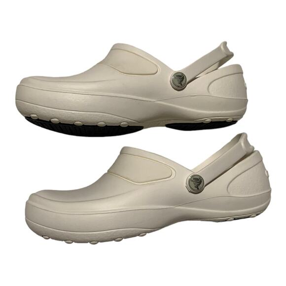 crocs womens 7 mercy white work clogs slip on rubber medical shoes - Picture 3 of 9